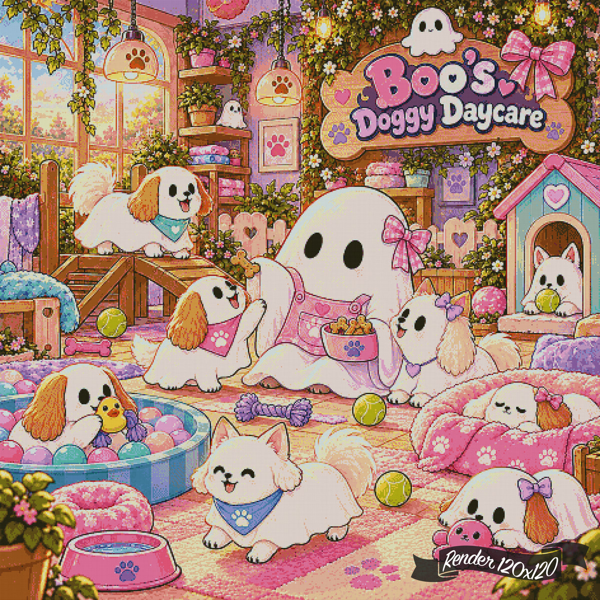 Boo's Doggy Daycare ©The One With The Diamond Art