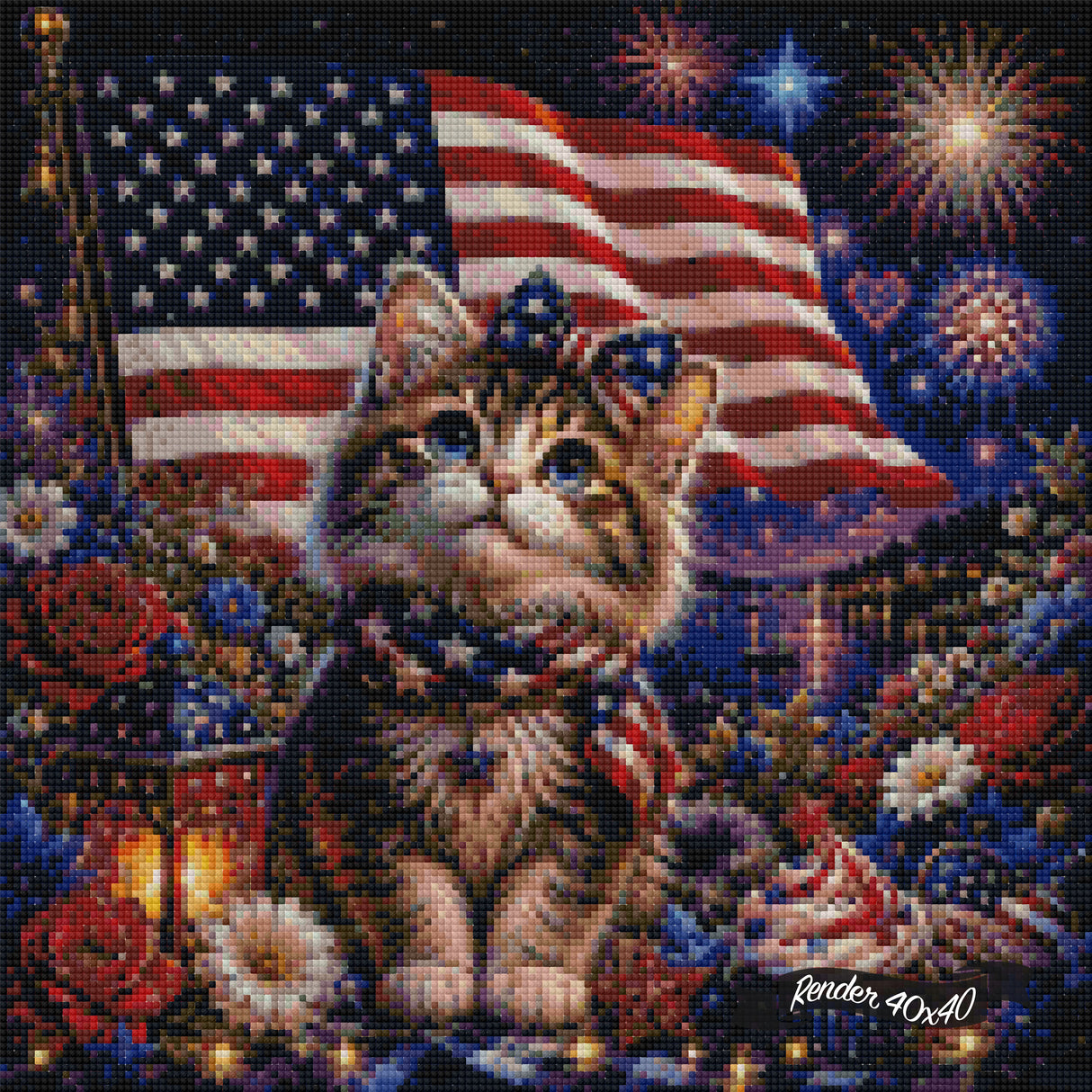 The All-American Kitty ©The One With The Diamond Art