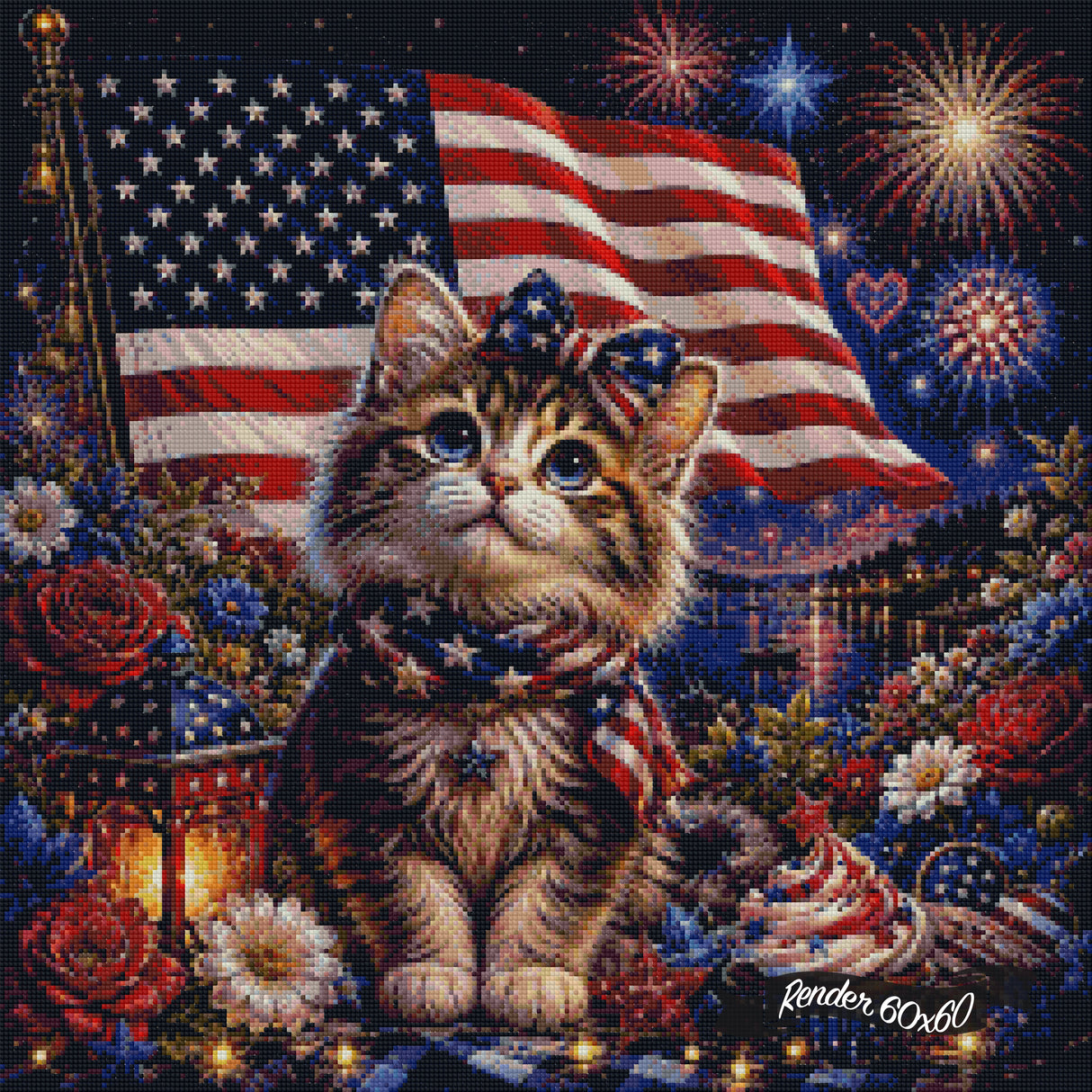 The All-American Kitty ©The One With The Diamond Art