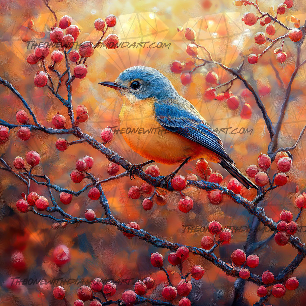 Bluebird Among The Berry Boughs ©StacyDealArt