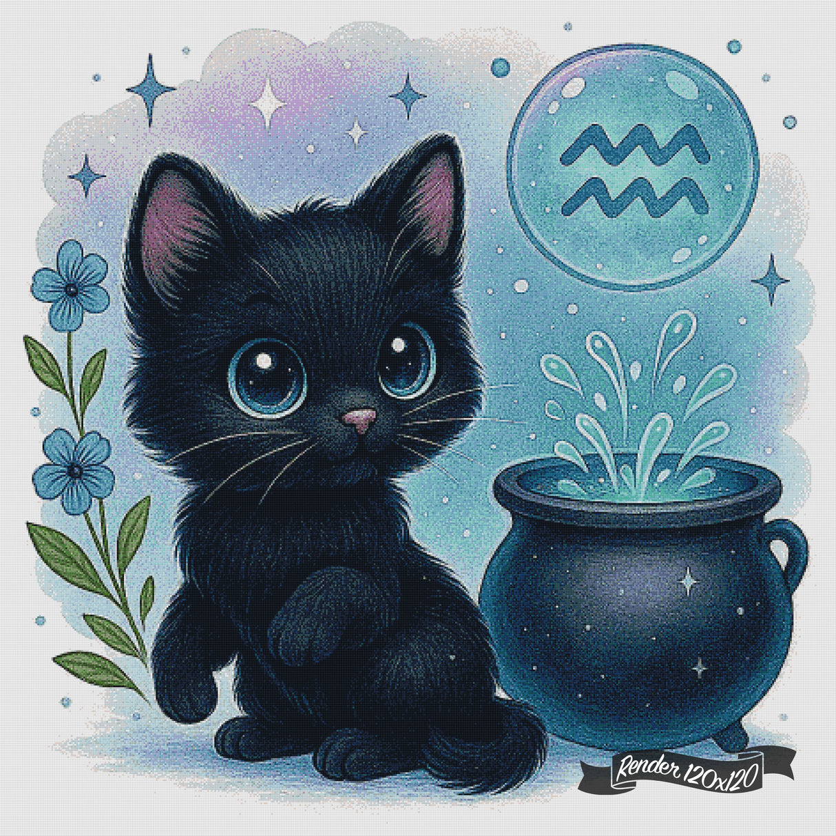 Aquarius Kitten ©The One With The Diamond Art
