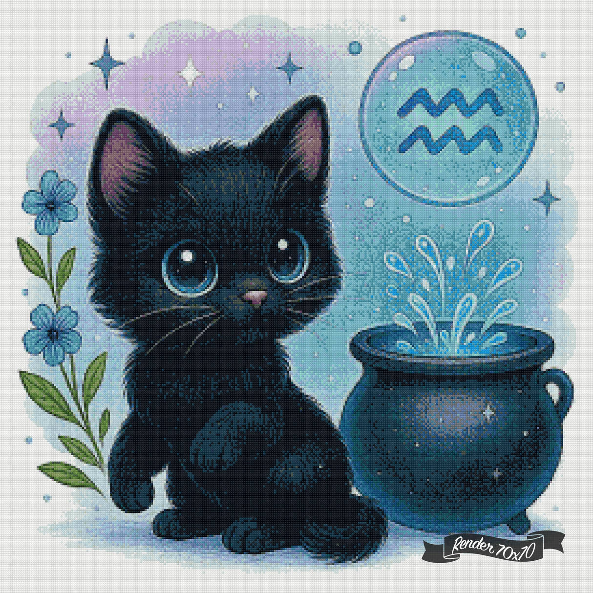 Aquarius Kitten ©The One With The Diamond Art