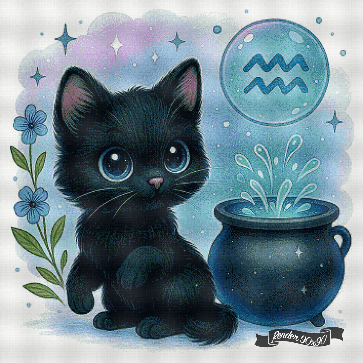 Aquarius Kitten ©The One With The Diamond Art
