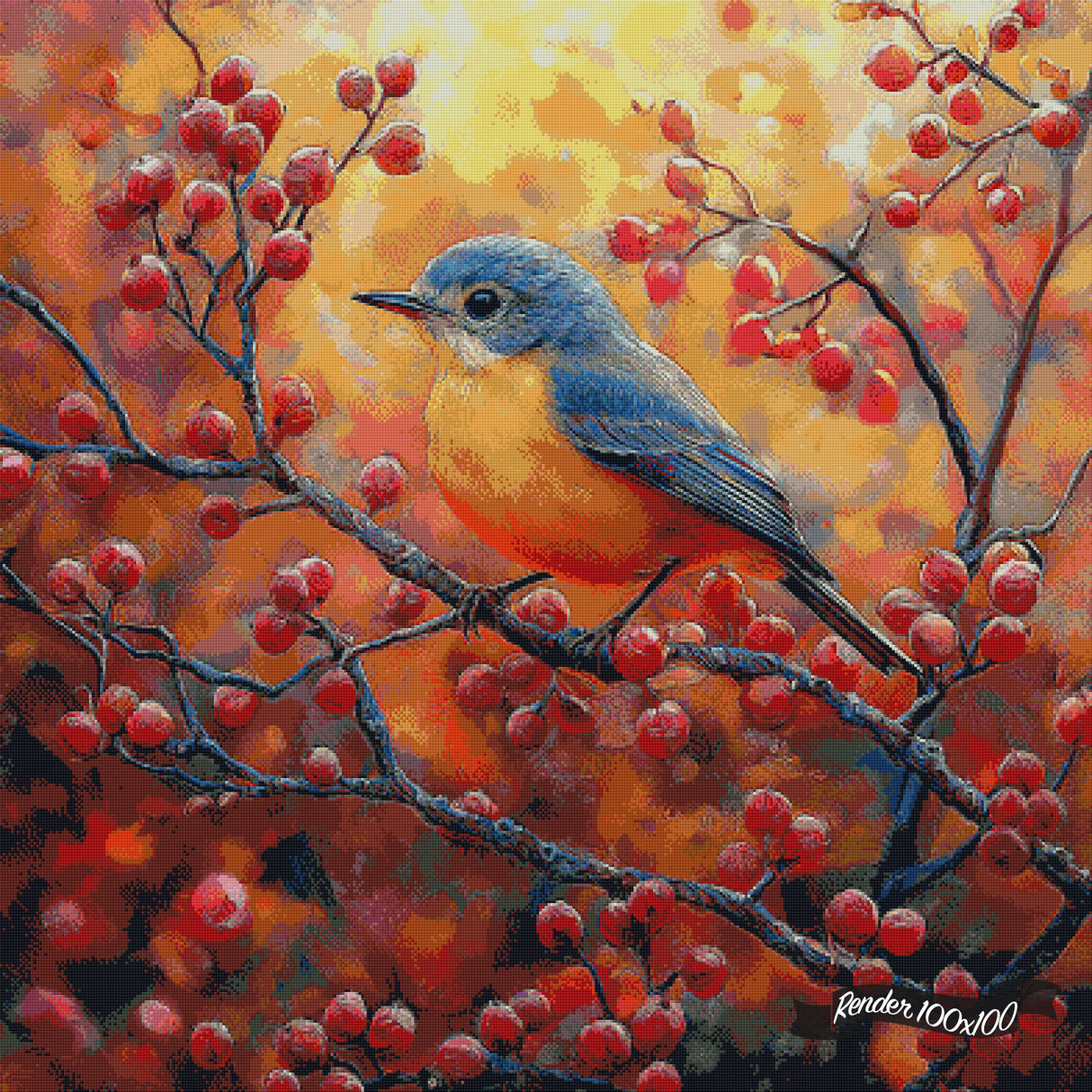 Bluebird Among The Berry Boughs ©StacyDealArt