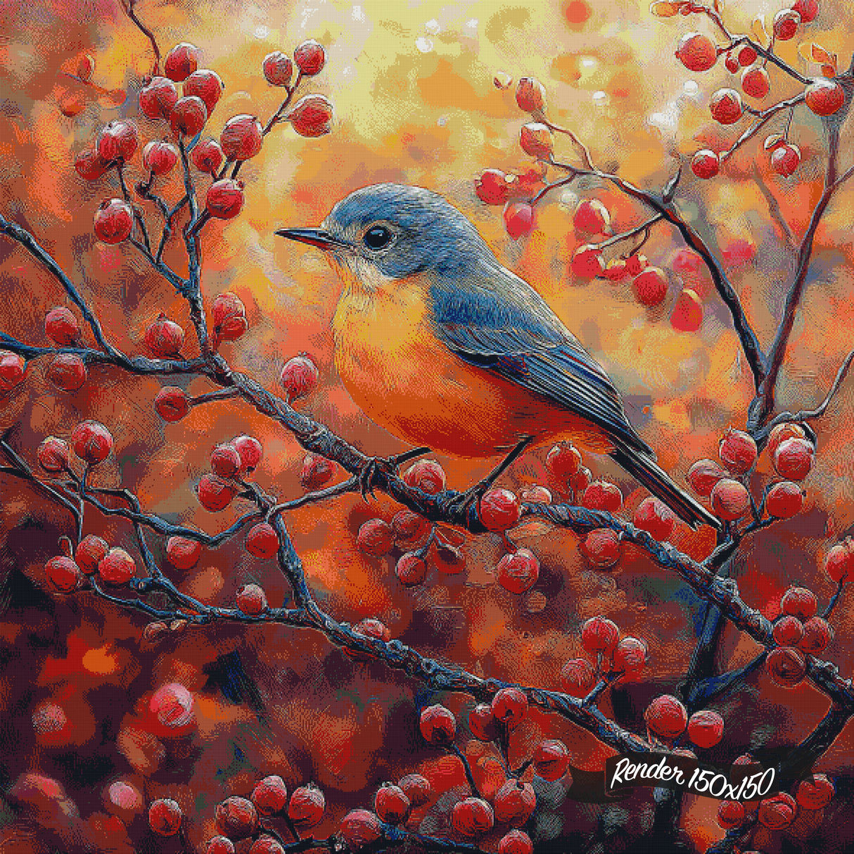 Bluebird Among The Berry Boughs ©StacyDealArt