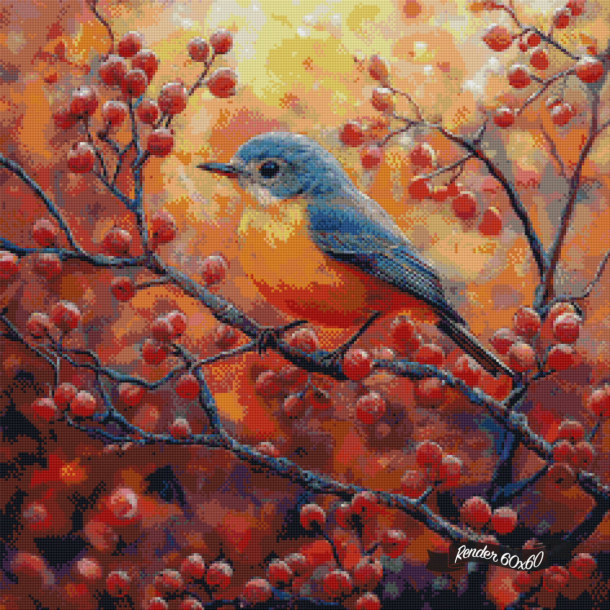 Bluebird Among The Berry Boughs ©StacyDealArt