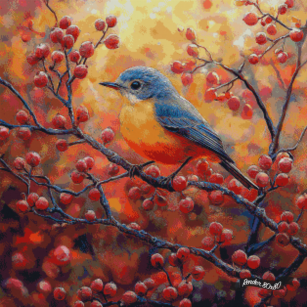 Bluebird Among The Berry Boughs ©StacyDealArt