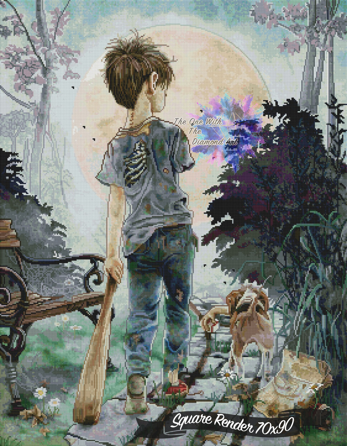 *Hand-Rendered* Zombie Best Buddies - Boy With Dog ©Cheryl Baker Licensed by SCCS, Inc.