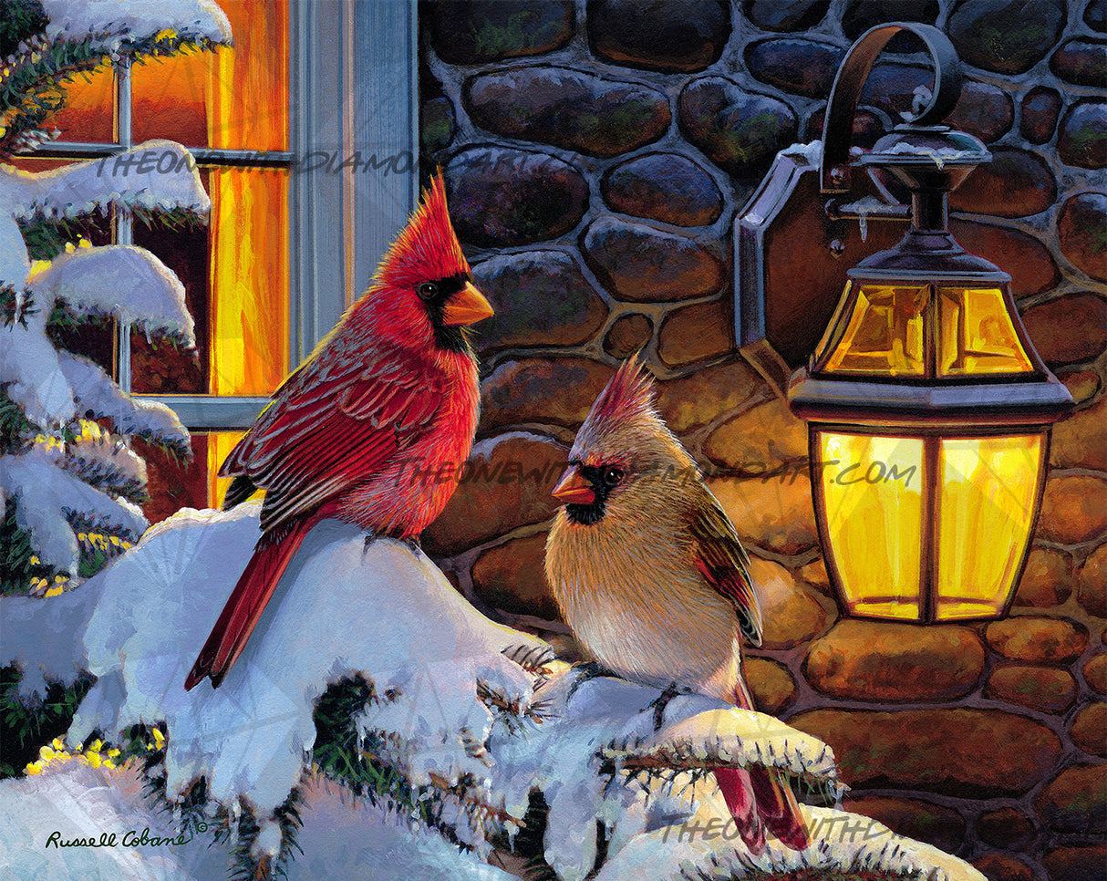 Cardinals On A Snowy Branch ©Russell Cobane. Licensed by MGL, www.mglart.com