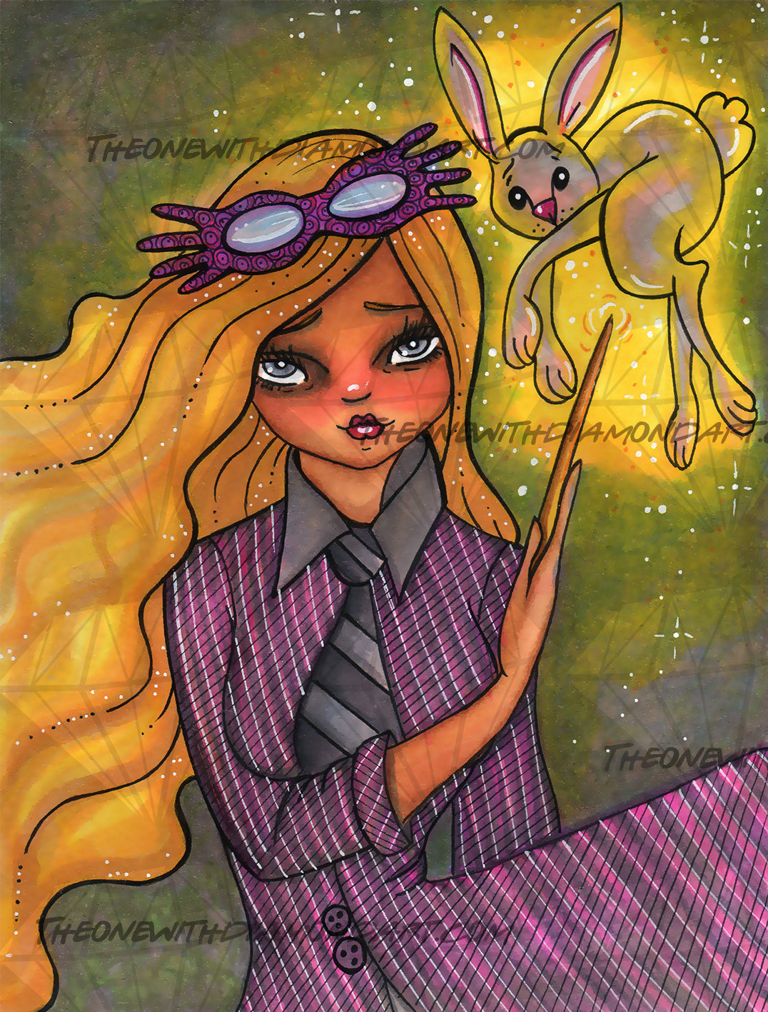 *Hand-Rendered* Luna Lovegood And Her Patronus ©Regan Kubecek