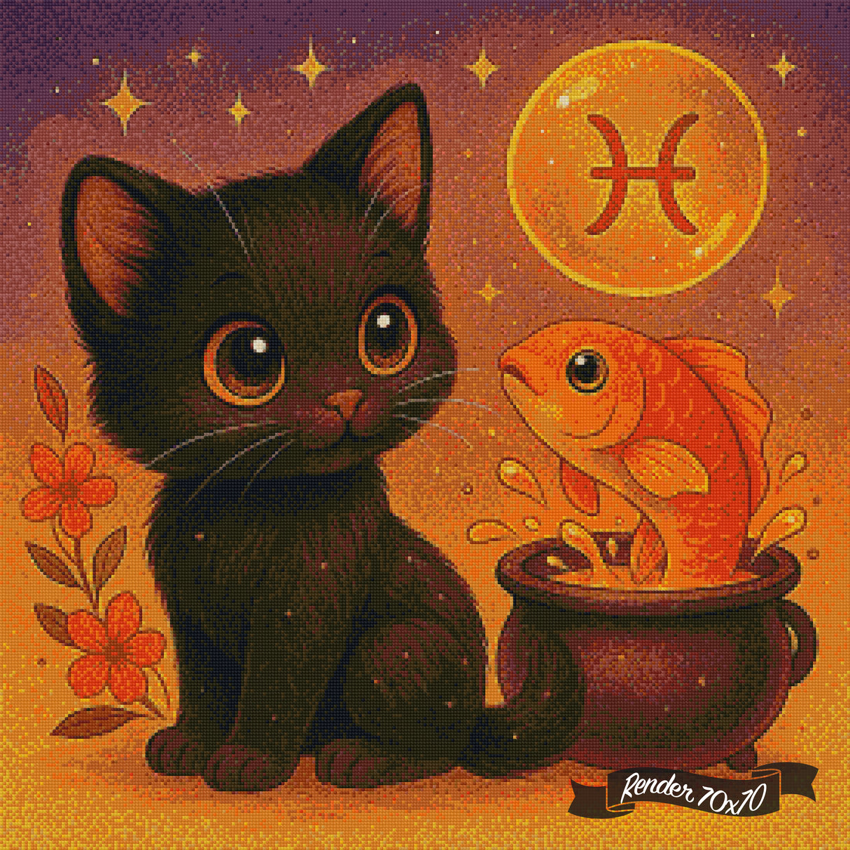 Pisces Kitten ©The One With The Diamond Art