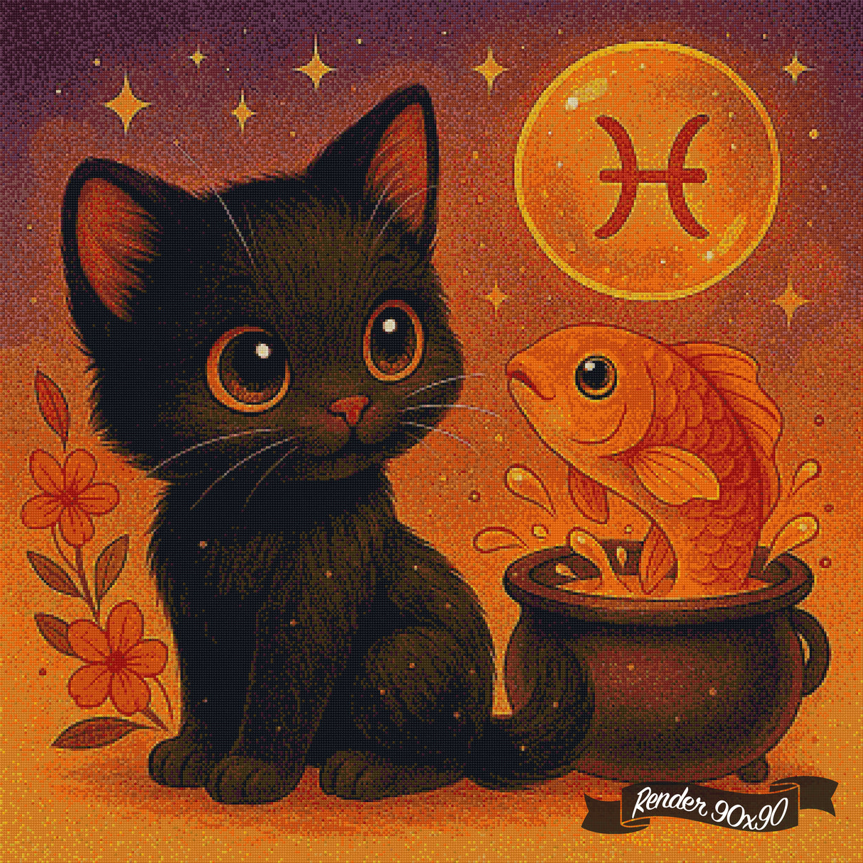 Pisces Kitten ©The One With The Diamond Art