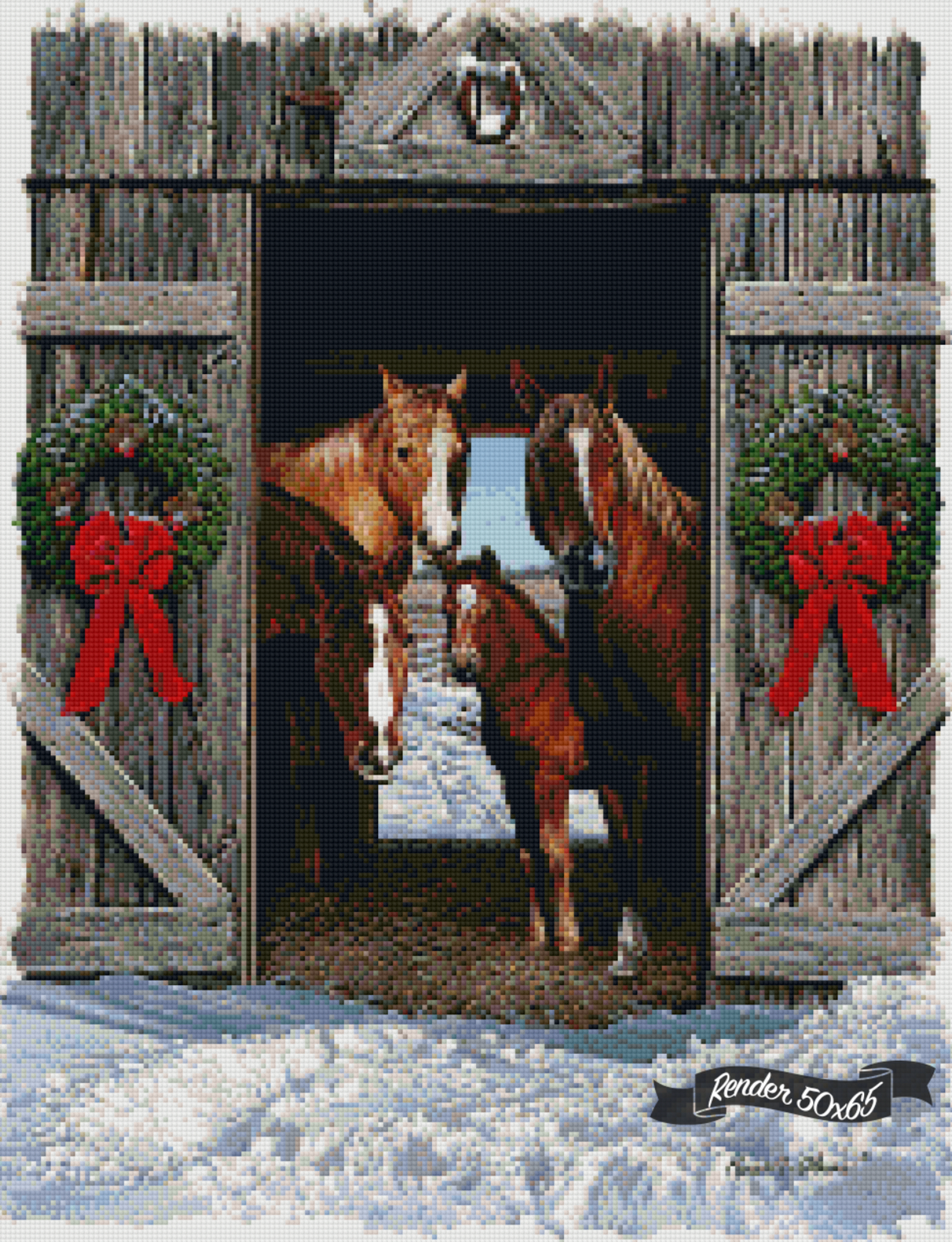 Horses In A Barn Door ©Russell Cobane. Licensed by MGL, www.mglart.com