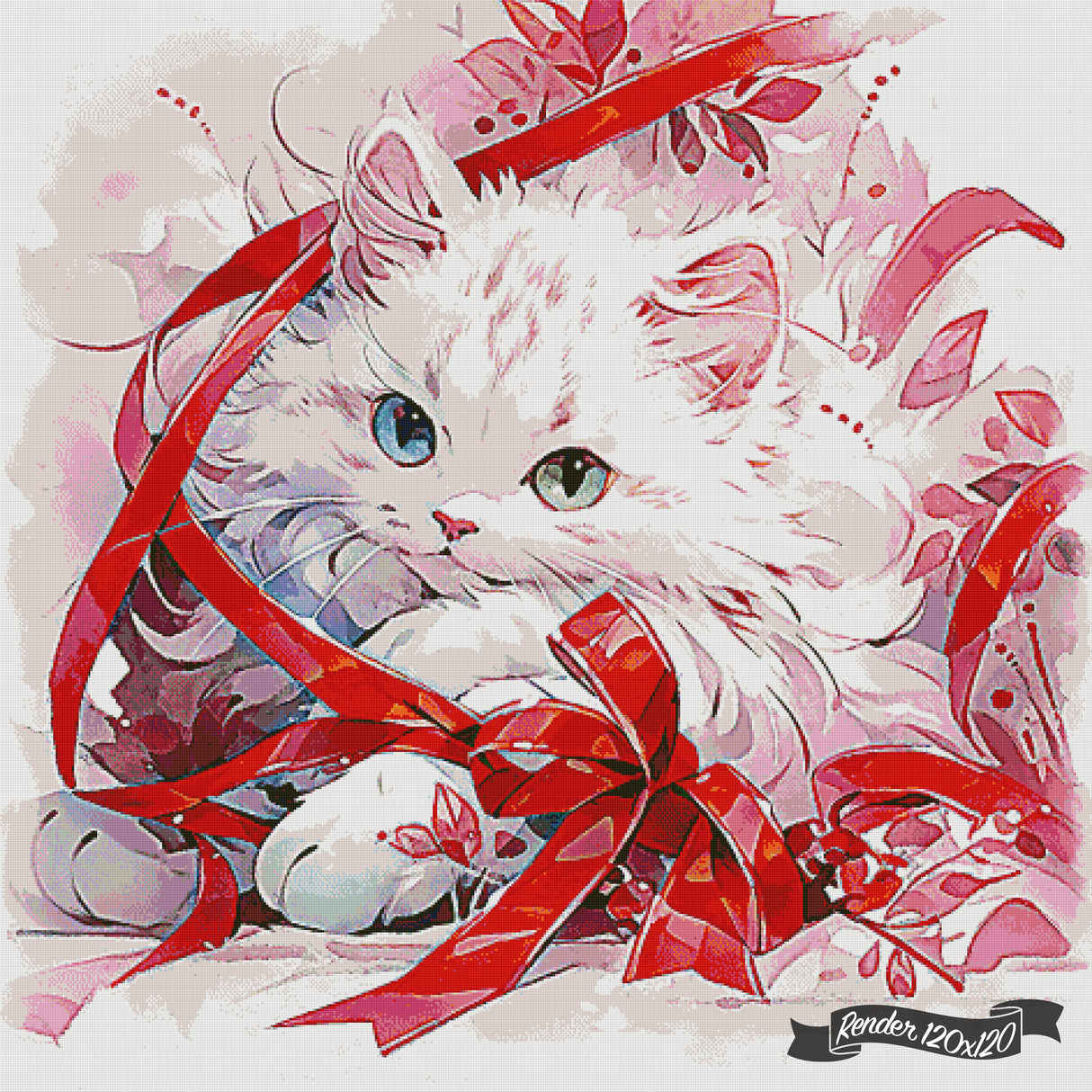 The Fluffy Cat Of Christmas ©Cocomarshmallow Art