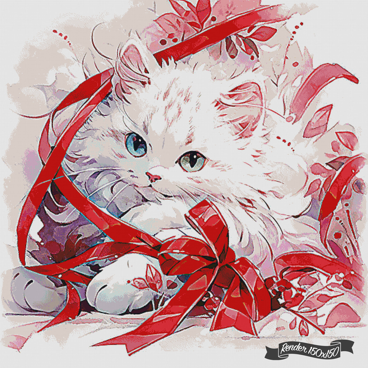 The Fluffy Cat Of Christmas ©Cocomarshmallow Art