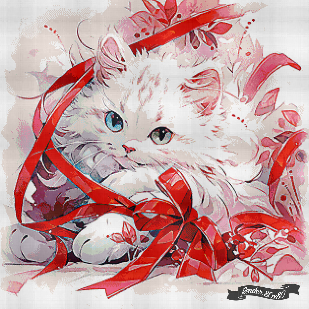 The Fluffy Cat Of Christmas ©Cocomarshmallow Art