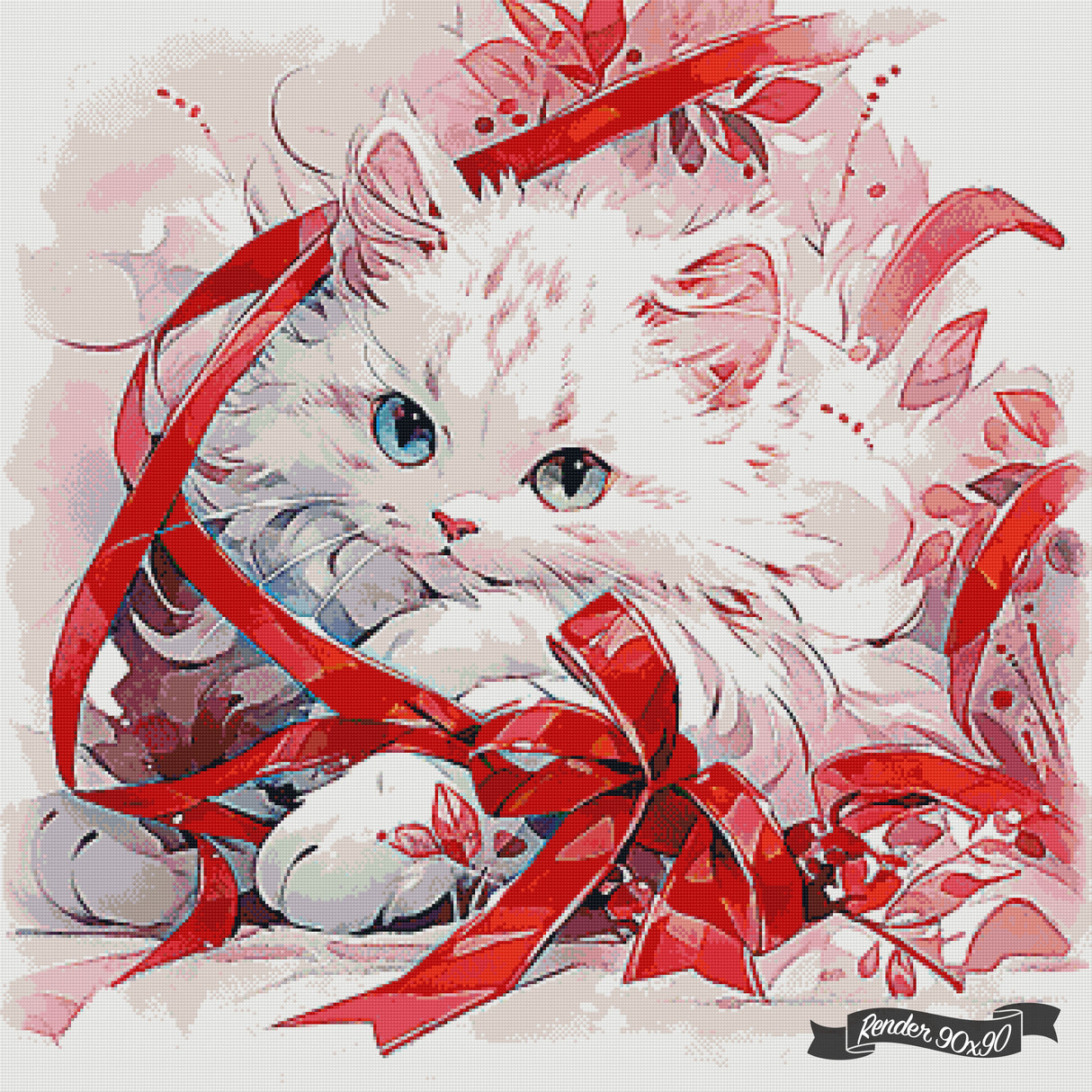 The Fluffy Cat Of Christmas ©Cocomarshmallow Art