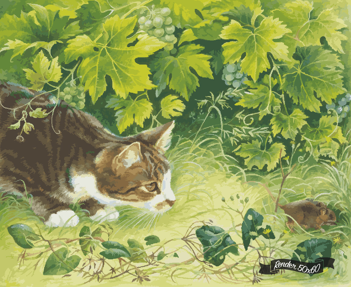 *Paint By Numbers* Twiglet In The Vines With Mouse ©Ivory Cats