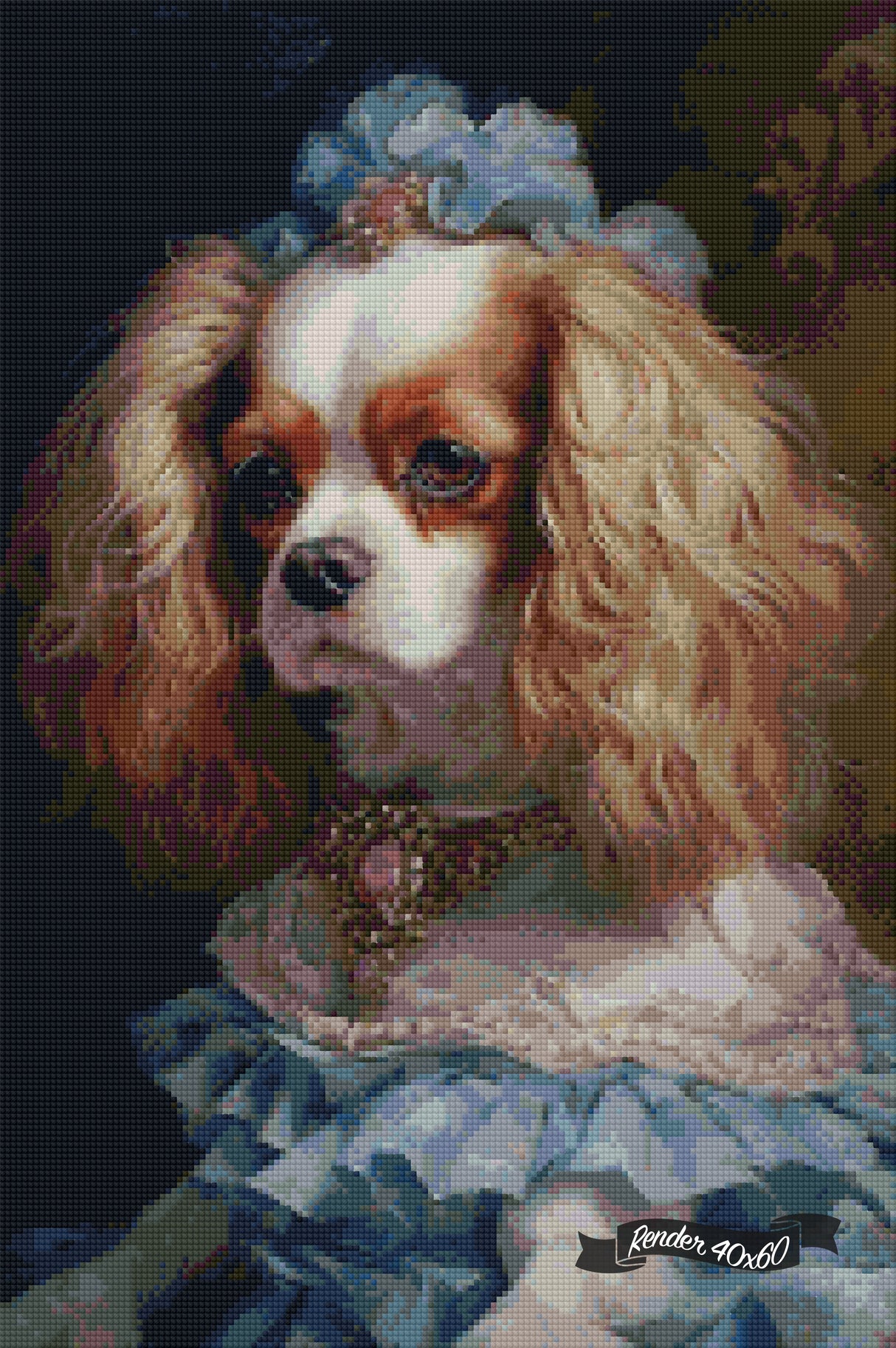 Victorian Pets - King Charles Spaniel In A Blue Dress ©Wumples / GratefulLicensing.com