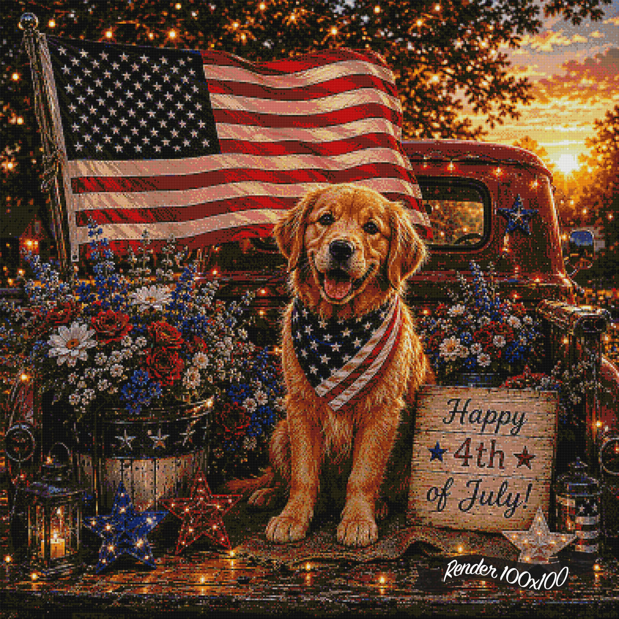 Star-Spangled Pup ©The One With The Diamond Art