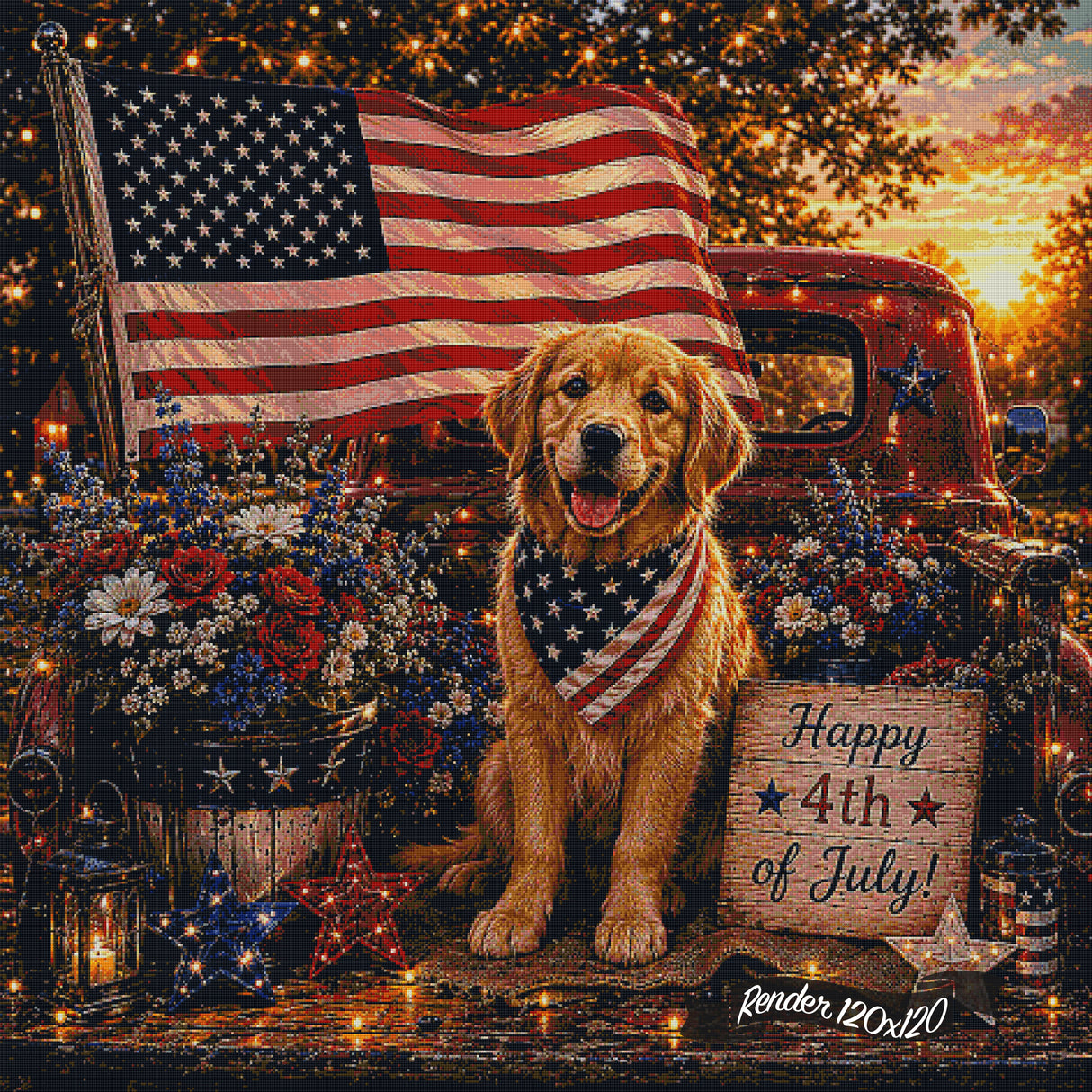 Star-Spangled Pup ©The One With The Diamond Art