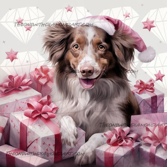 A Dog's Pink Christmas ©Laura @cocomarshmallow_art