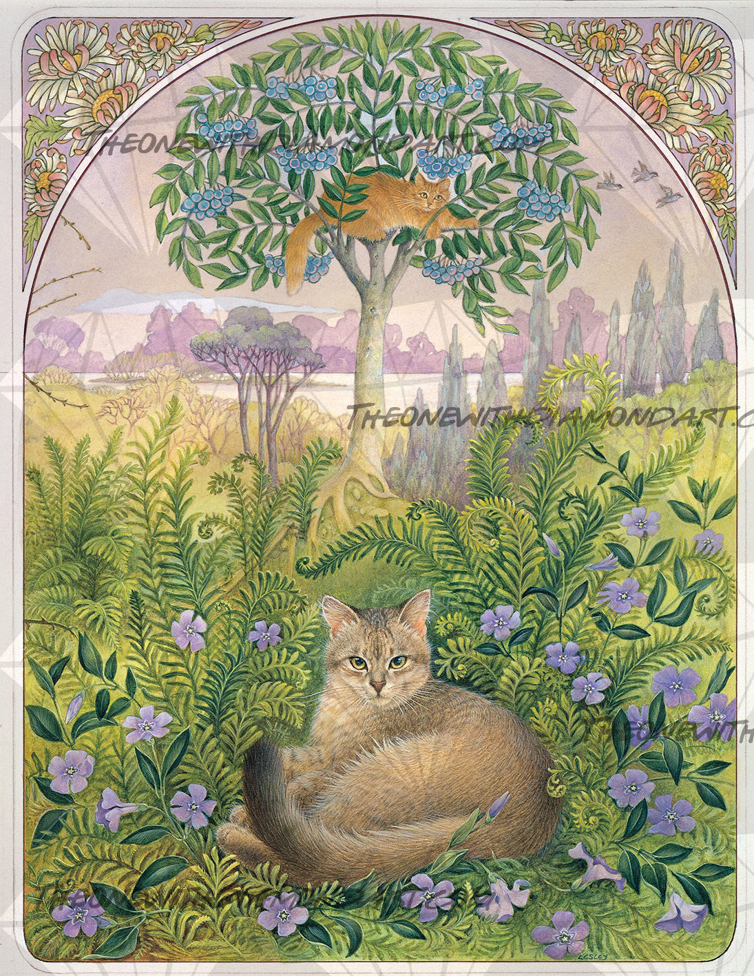*Paint By Numbers* Afternoon with Dandelion and Amulet in Ferns and Periwinkles ©Ivory Cats