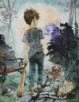 *Hand-Rendered* Zombie Best Buddies - Boy With Dog ©Cheryl Baker Licensed by SCCS, Inc.