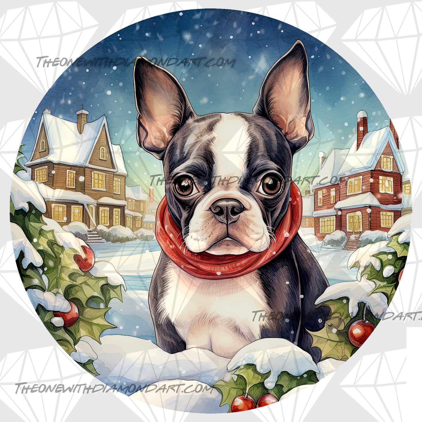 Christmas Boston Terrier