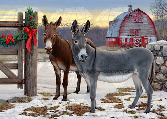 Donkeys And Barn ©Russell Cobane. Licensed by MGL, www.mglart.com