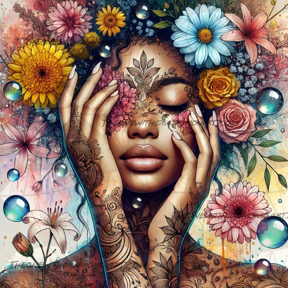 60x60cm Floral Summer ©Artifey (Round + Pearlescent Shimmer)