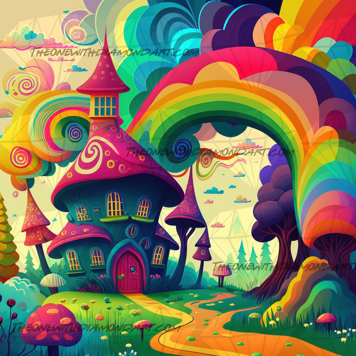 50x50cm Groovy House ©Cocomashmallow Art (Round + ABs)