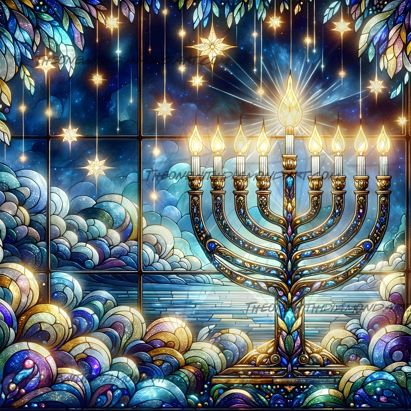 Hanukkah Stained Glass Window ©Finira – The One With The Diamond Art