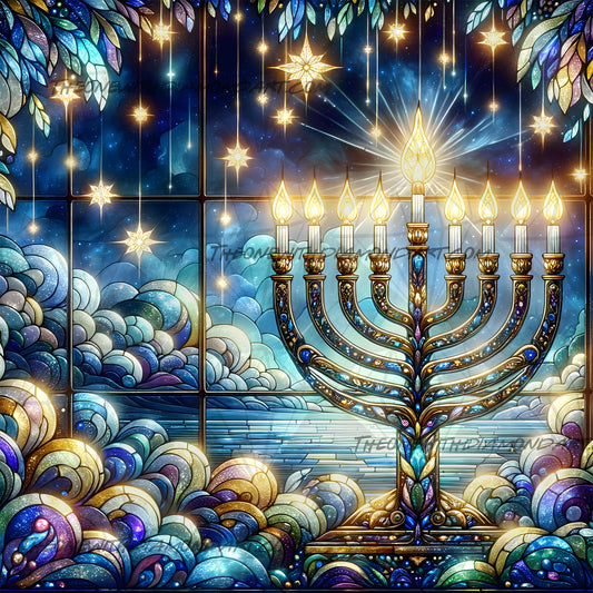 Hanukkah Stained Glass Window ©Finira