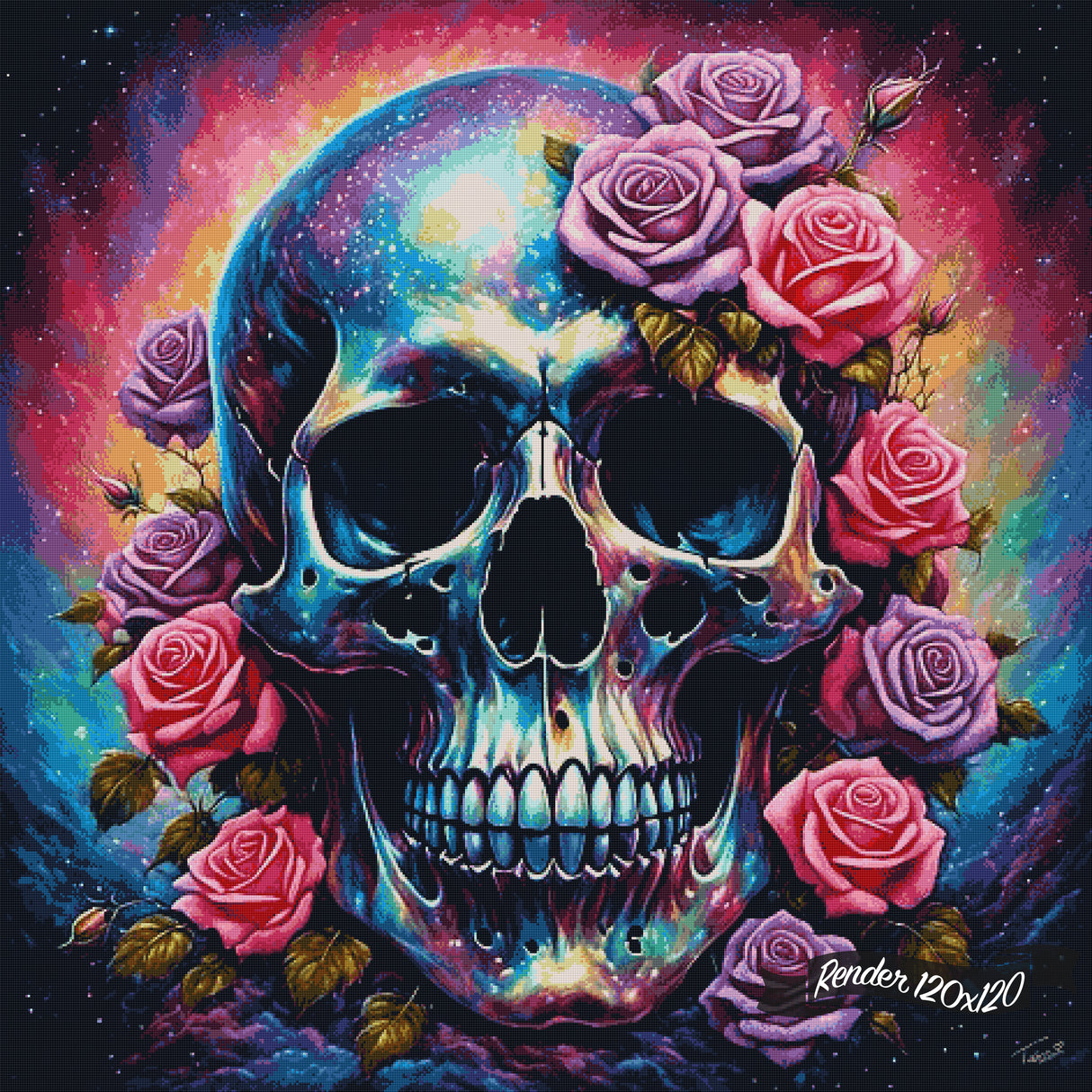 Holographic Skull And Roses ©Tabz Jones / GratefulLicensing.com