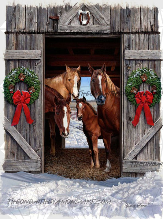 Horses In A Barn Door ©Russell Cobane. Licensed by MGL, www.mglart.com