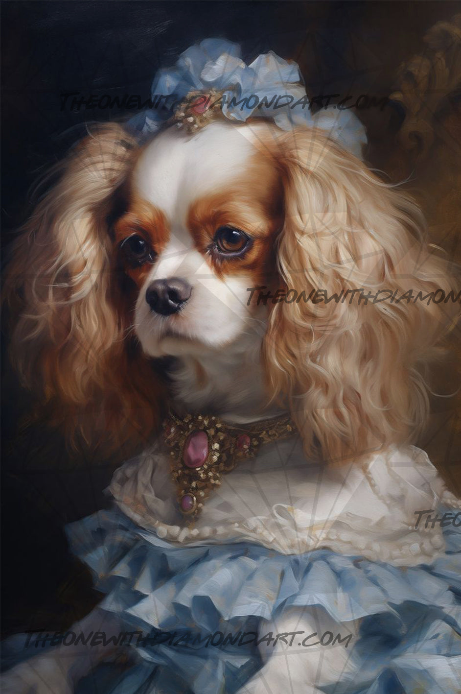 Victorian Pets - King Charles Spaniel In A Blue Dress ©Wumples / GratefulLicensing.com