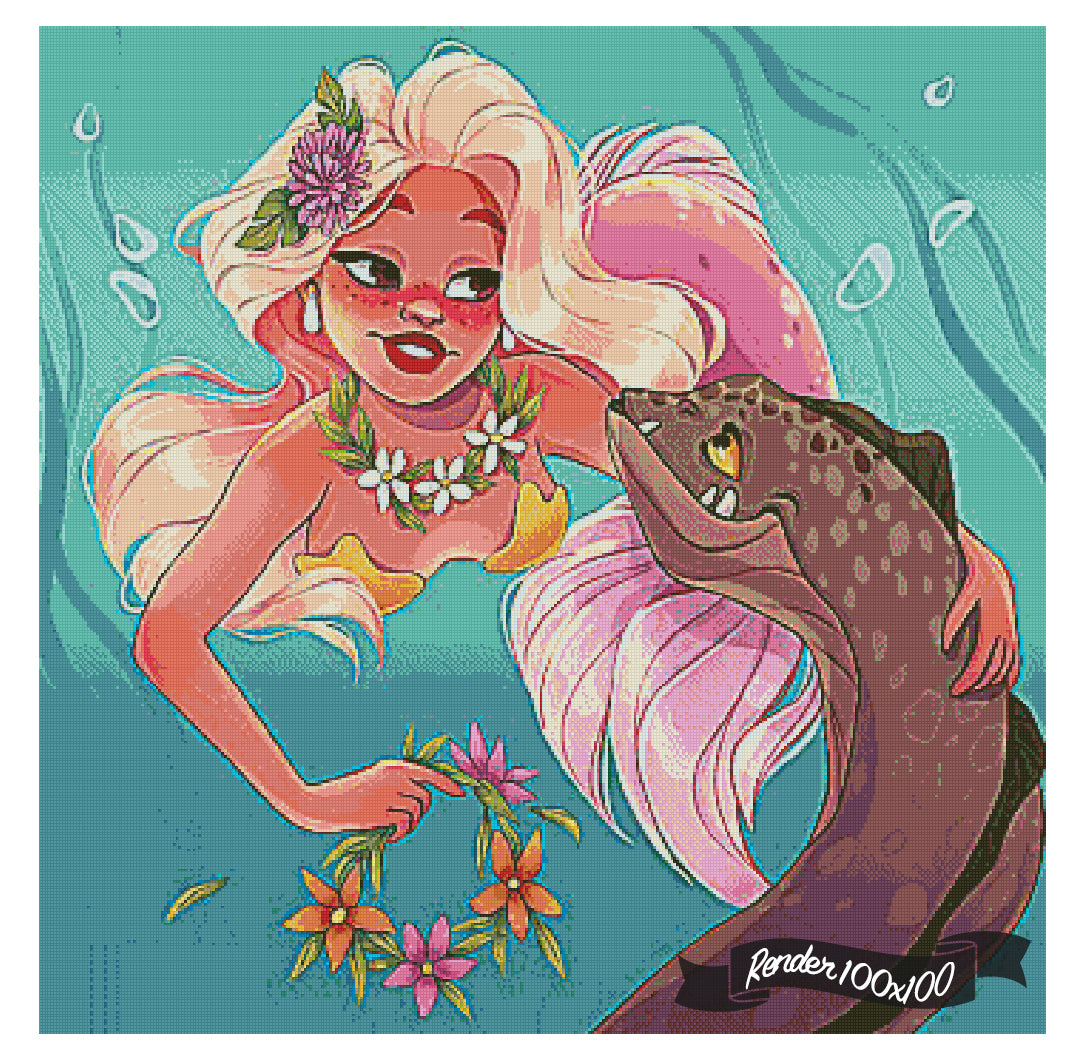 Mermaid And Moray Eel ©Levona Art