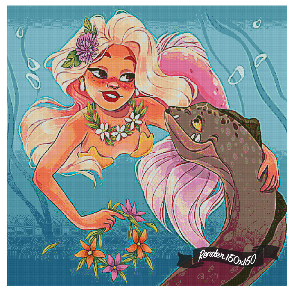Mermaid And Moray Eel ©Levona Art