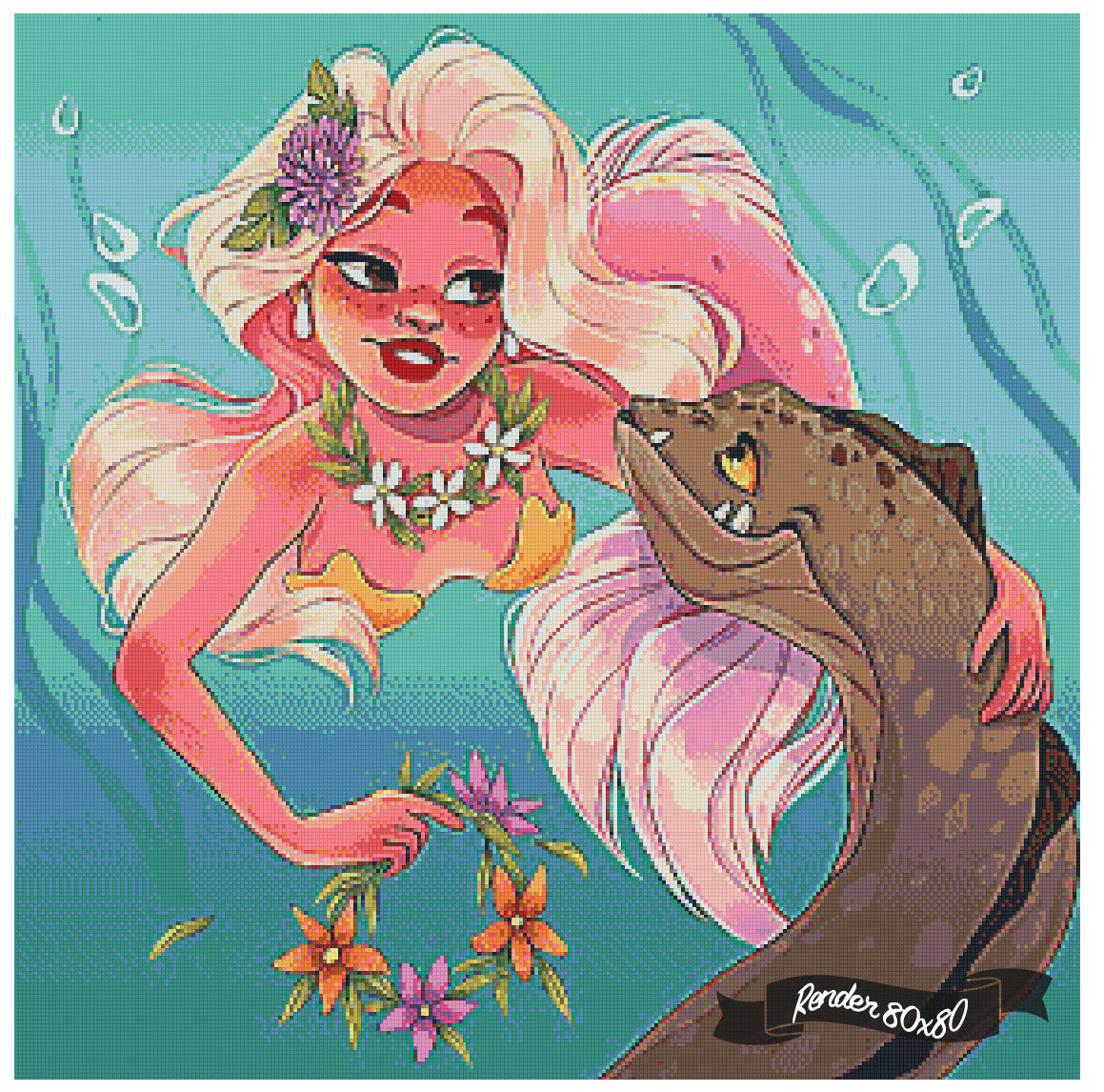Mermaid And Moray Eel ©Levona Art