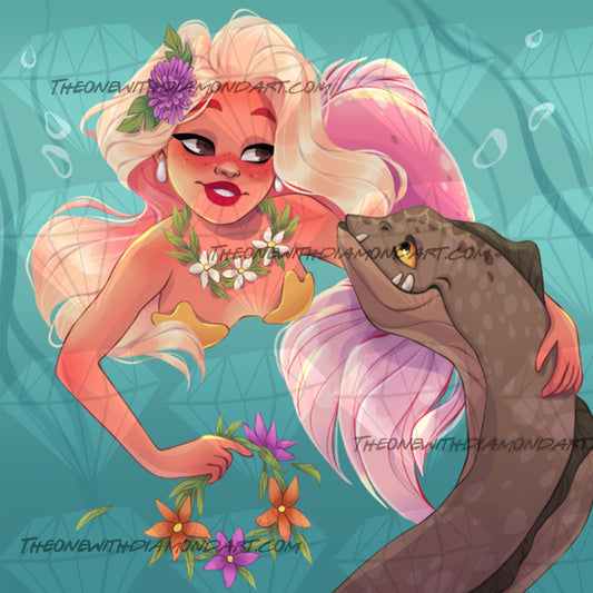 Mermaid And Moray Eel ©Levona Art