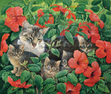 *Paint By Numbers* Mother and Kittens in Hibiscus ©Ivory Cats