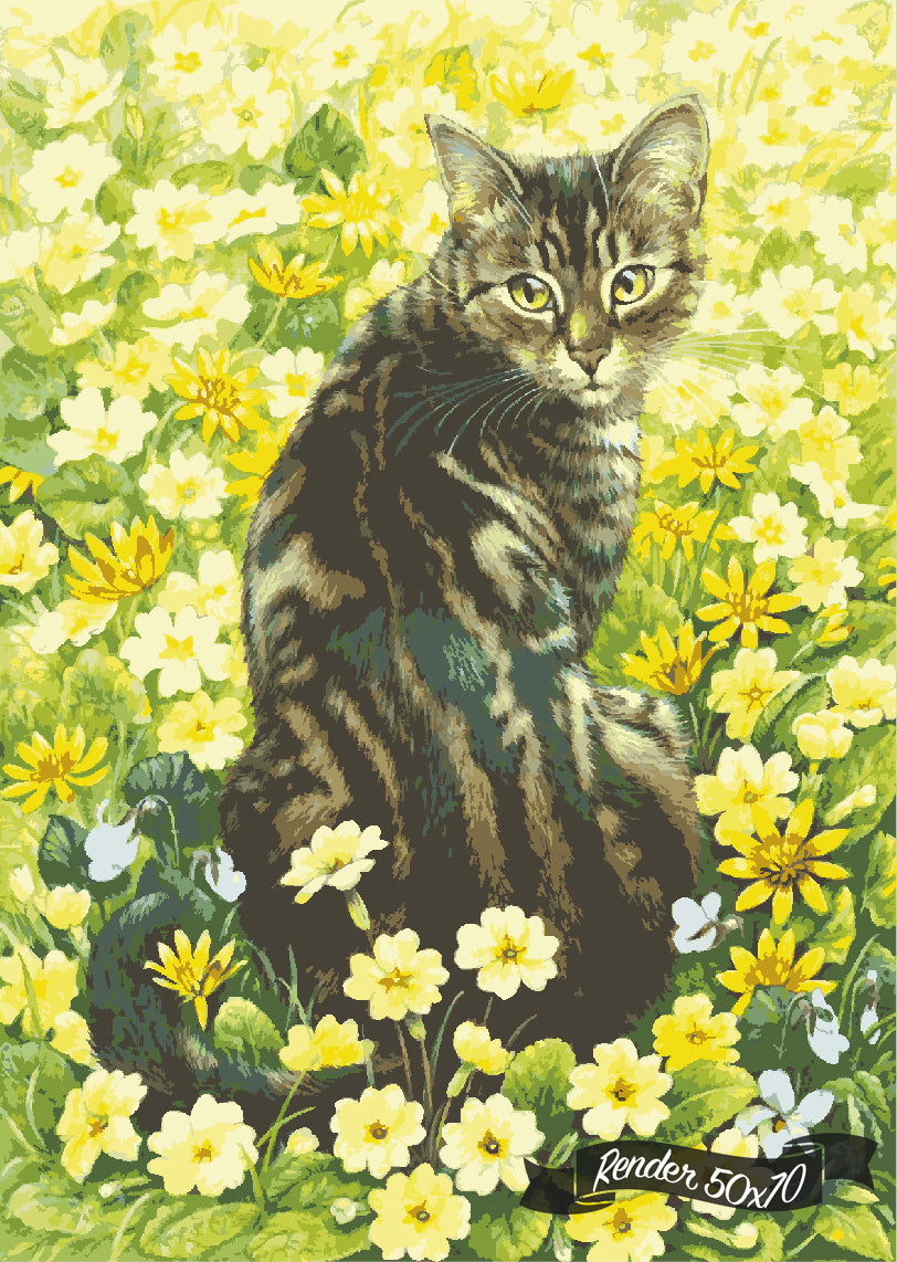 *Paint By Numbers* Octopussy In Spring Flowers ©Ivory Cats
