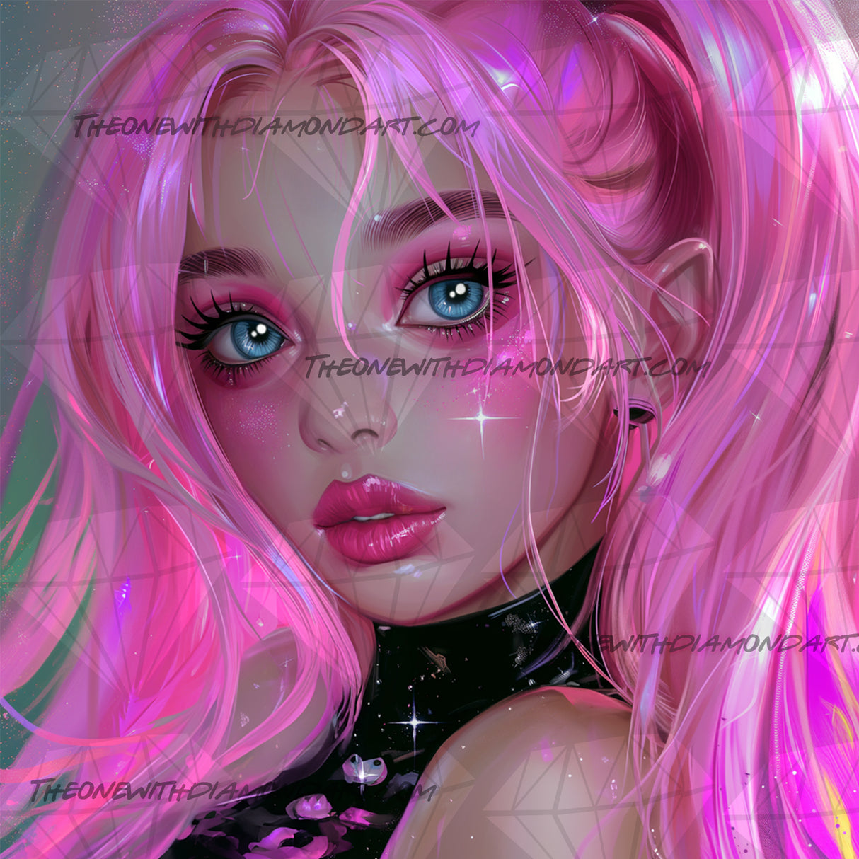 Pink Flair Blue Stare ©Cocomarshmallow Art