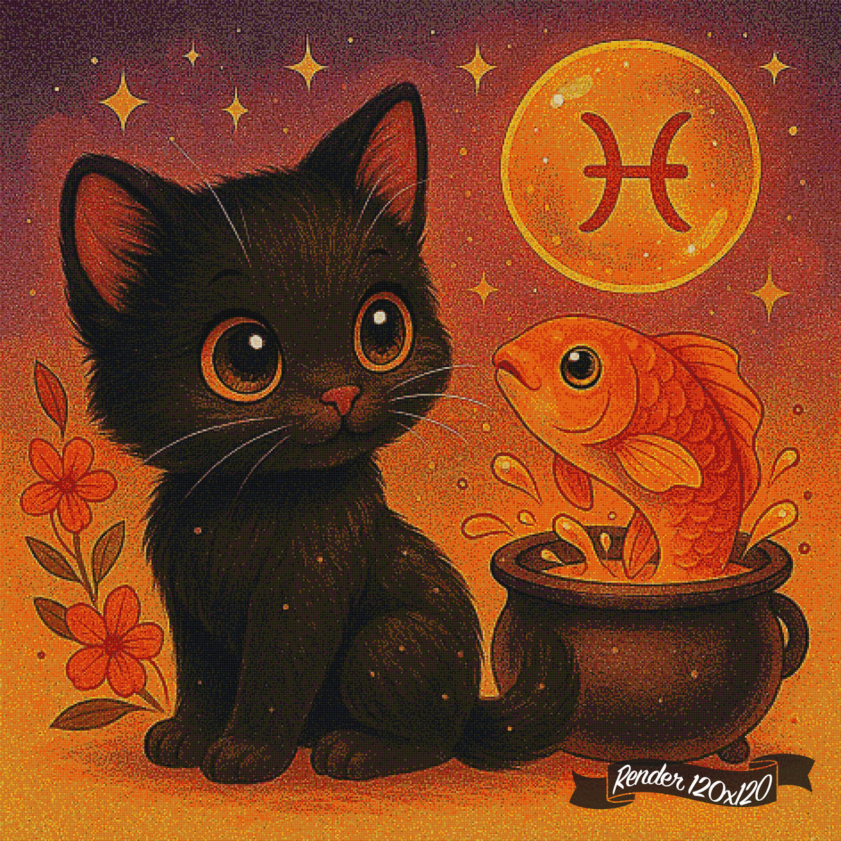 Pisces Kitten ©The One With The Diamond Art