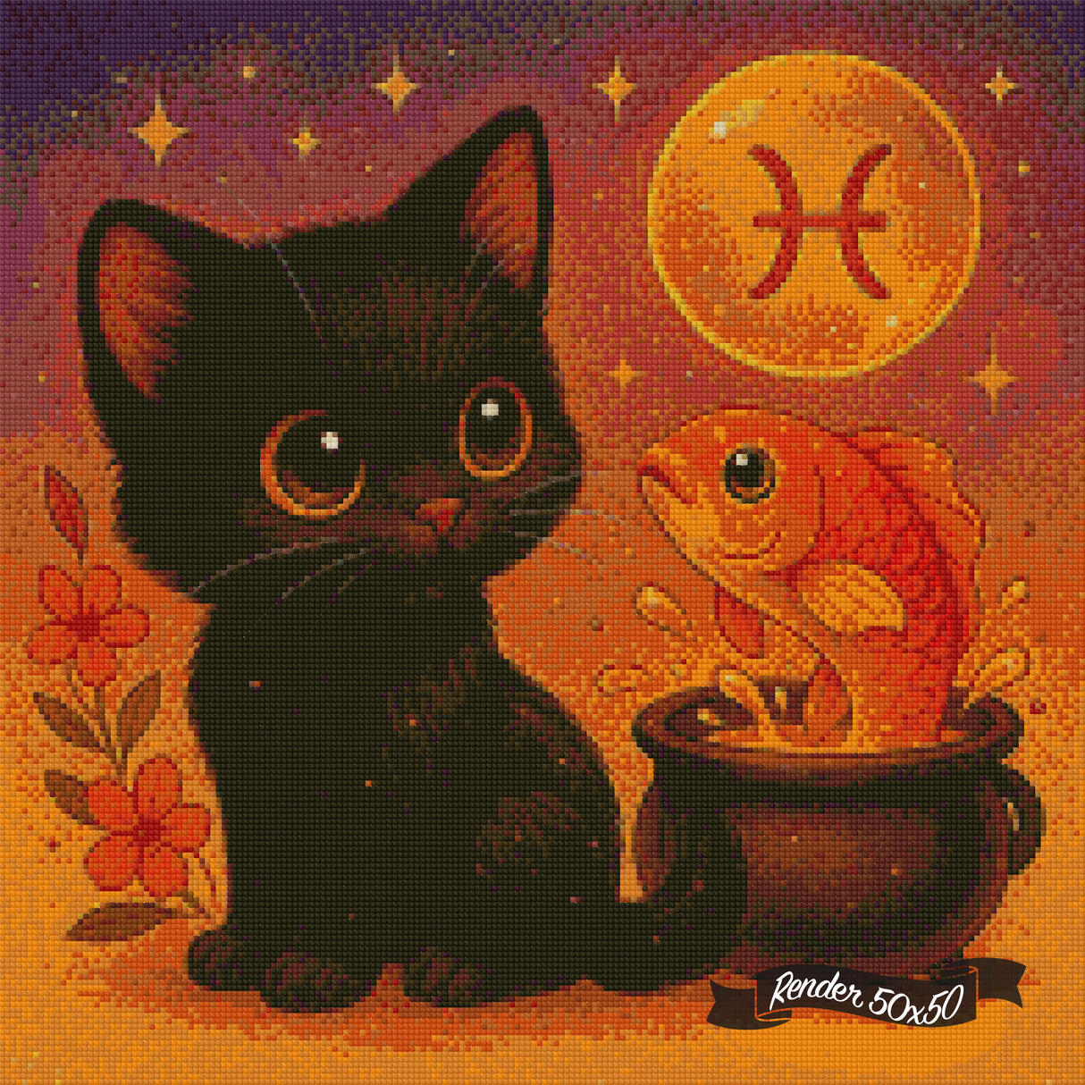 Pisces Kitten ©The One With The Diamond Art