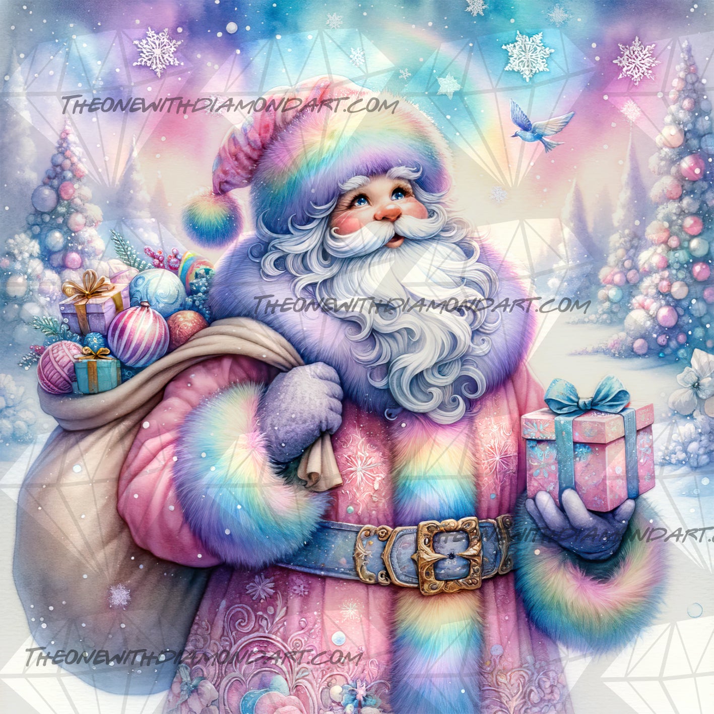 Santa Rainbow ©Laura @cocomarshmallow_art – The One With The Diamond Art