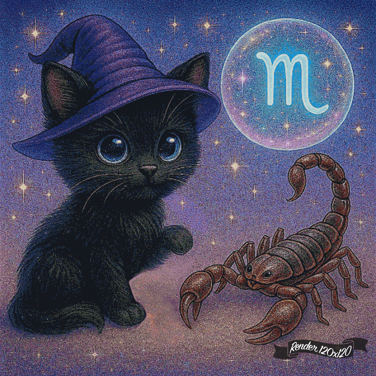 Scorpio Kitten ©The One With The Diamond Art