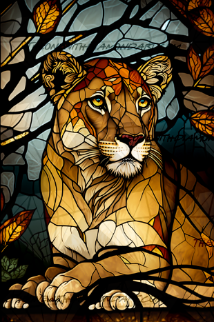 Stained Glass Lioness