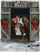 Horses In A Barn Door ©Russell Cobane. Licensed by MGL, www.mglart.com